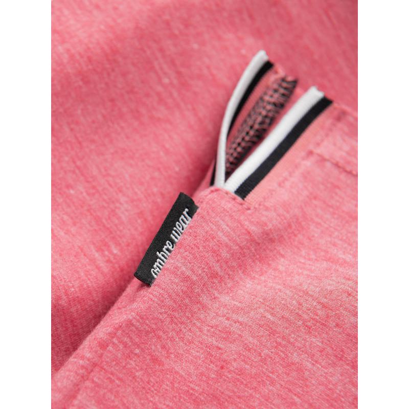 Pánské tričko HENLEY s ozdobným žebrováním červené 