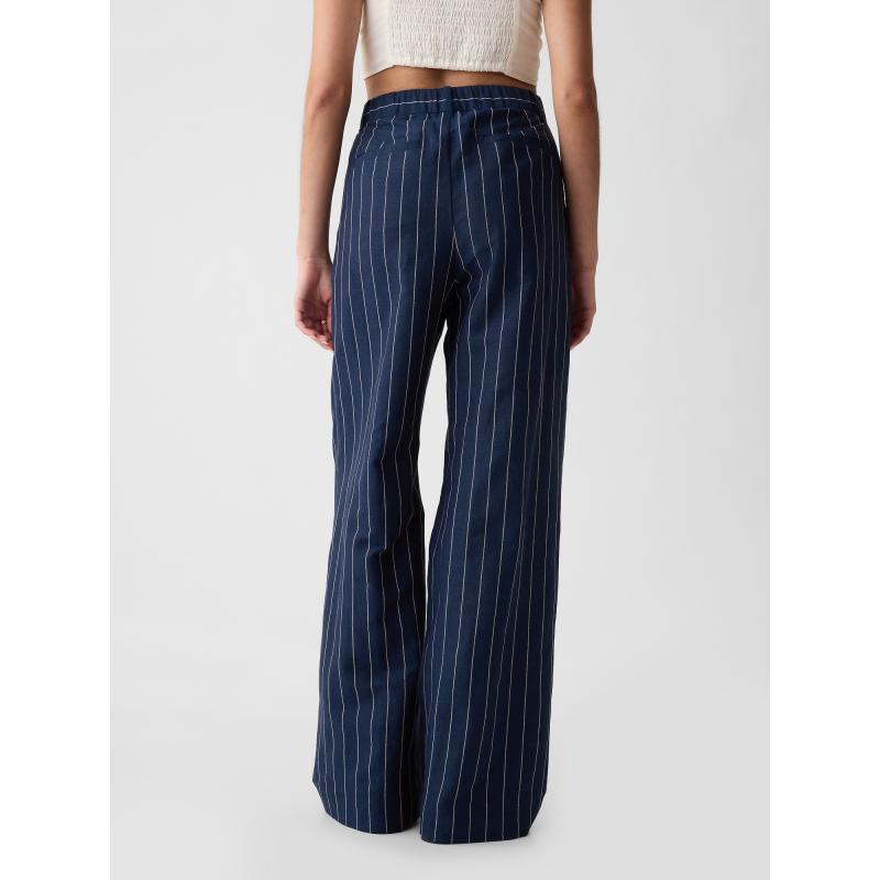 Ľanové nohavice s vysokým pásom