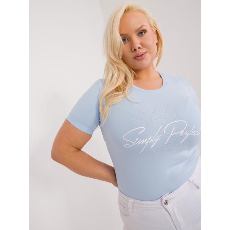 Dámské tričko plus size s kulatým výstřihem světle modré  