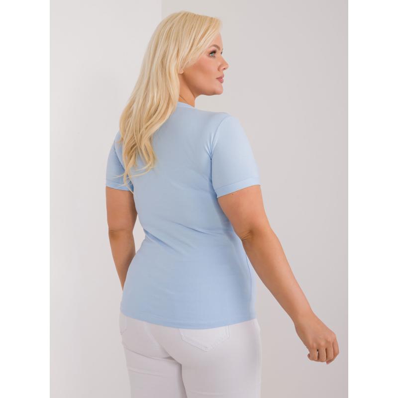 Dámské tričko plus size s kulatým výstřihem světle modré  