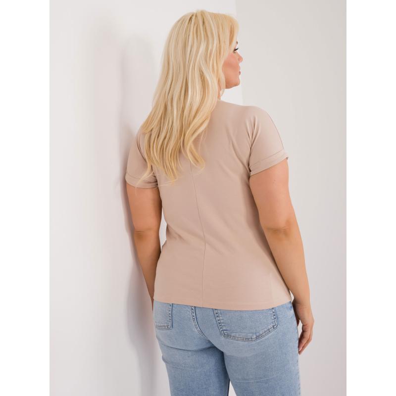 Női nyomtatott póló pamut póló plus size bézs