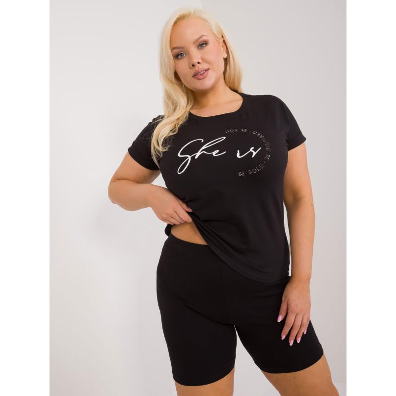 Dámské tričko s kulatým výstřihem plus size černé 