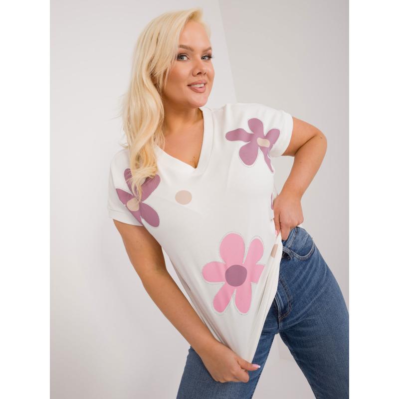 Dámská halenka plus size s potiskem ecru 