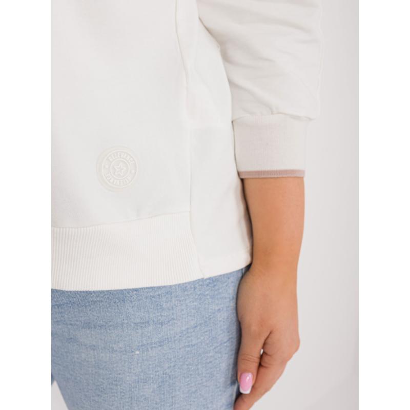 Női V-nyakú pamut blúz plus size ekrü színű