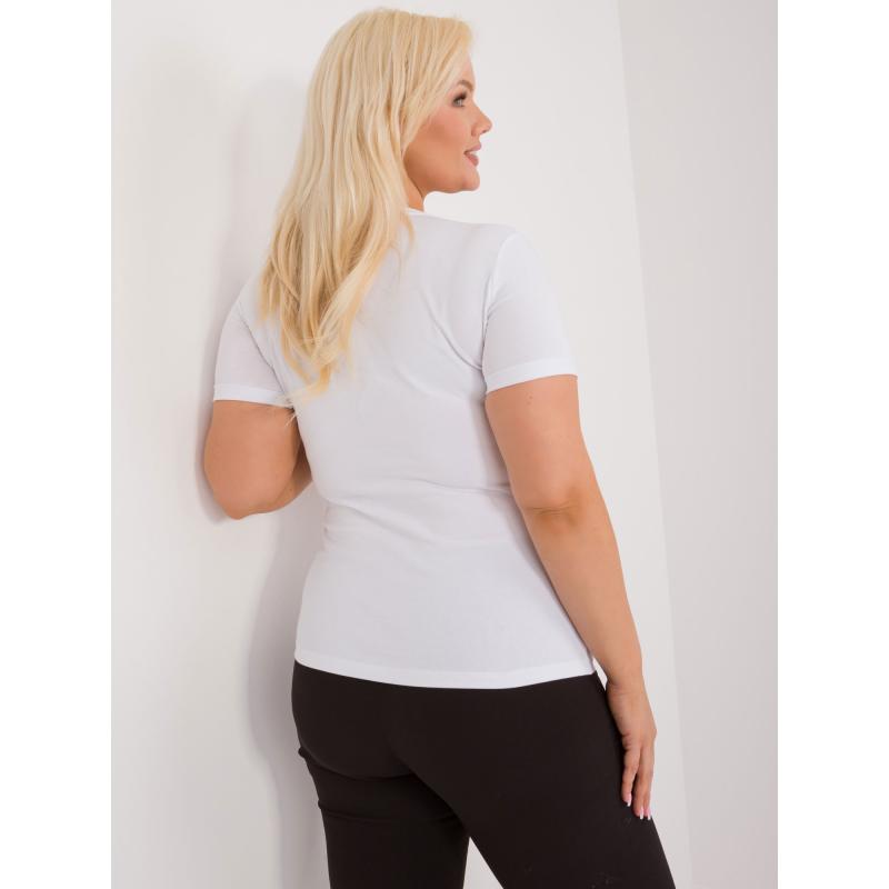 Dámské tričko plus size s kamínky bílé 