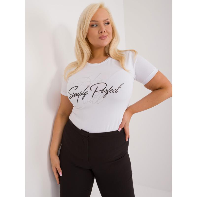 Dámské tričko plus size s kamínky bílé 