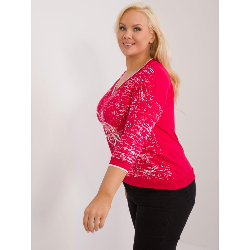 Női nyomtatott alkalmi plusz méretű blúz piros
