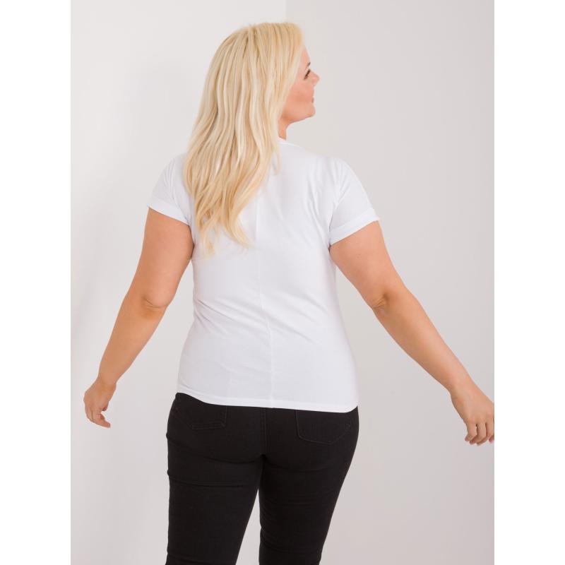 Dámské tričko s kamínkovou aplikací plus size bílé  