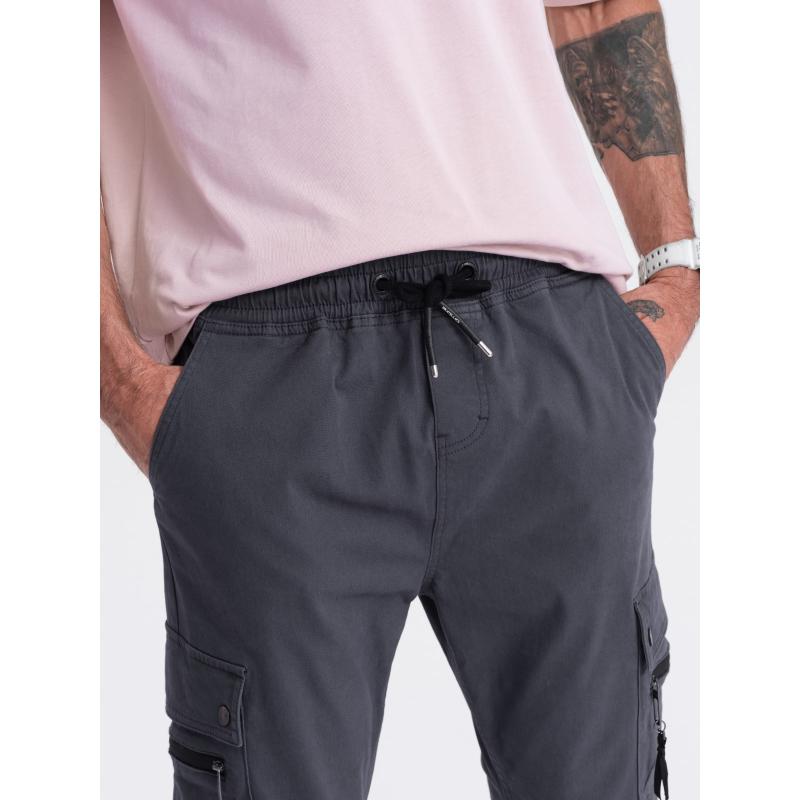 Férfi JOGGER nadrág cipzáras cargo zsebekkel grafit színben