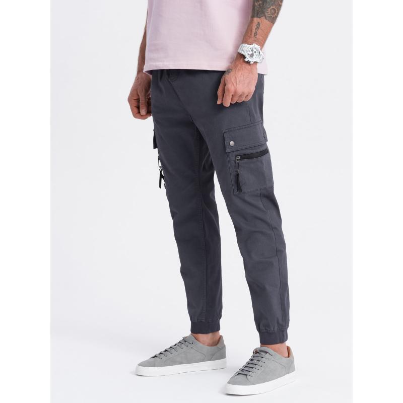 Férfi JOGGER nadrág cipzáras cargo zsebekkel grafit színben