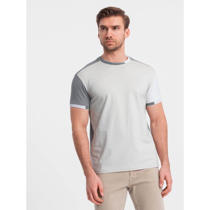 Pánske elastanové tričko s farebnými rukávmi sivé