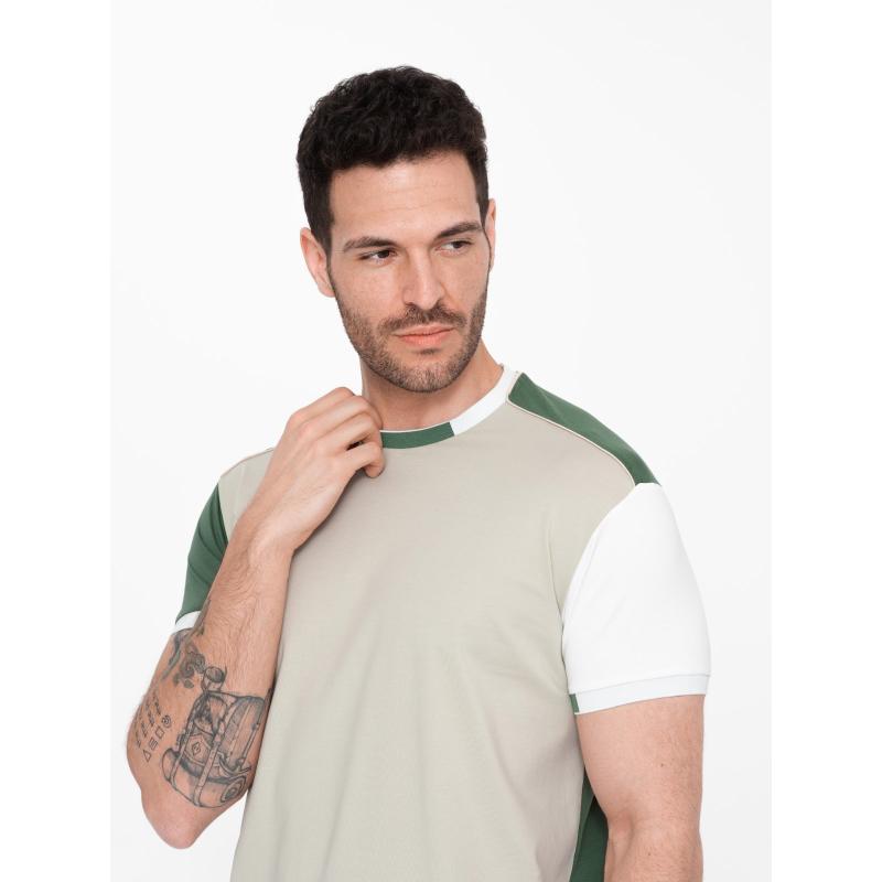 Pánské tričko s elastanem s barevnými rukávy zelené 