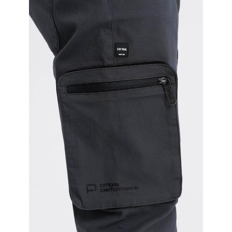 Férfi JOGGER nadrág állógallérral és cipzáras cargo zsebekkel grafit színben