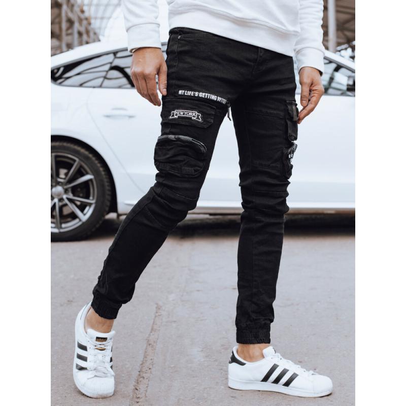 Pánske cargo džínsy čierne