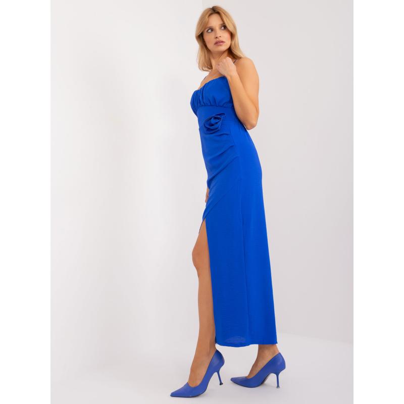 Dámské šaty květinové koktejlové kobaltově modré  