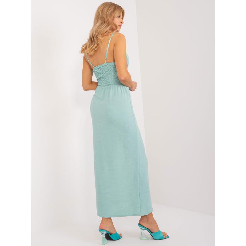 Dámské šaty na ramínka koktejlové mentolové 