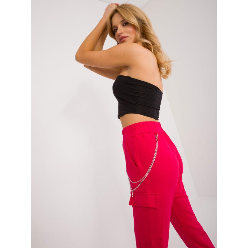 Dámské tepláky s řetízkovými detaily cargo červené 