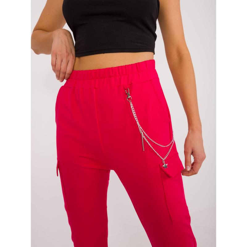 Dámské tepláky s řetízkovými detaily cargo červené 