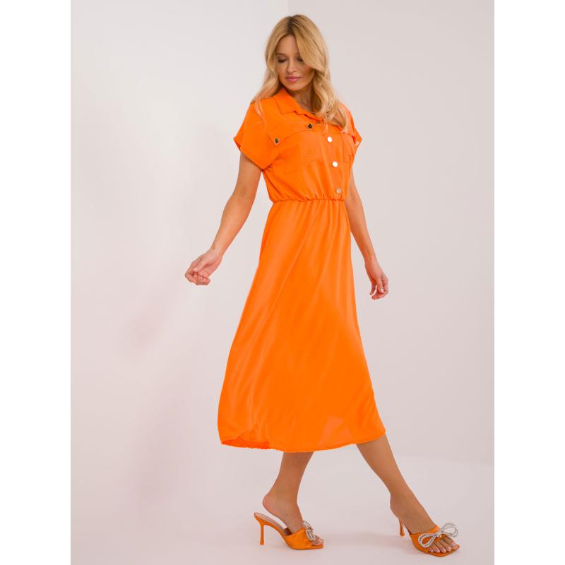 Dámske šaty s krátkym rukávom oranžové