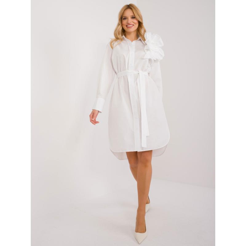 Dámské šaty z empíru s páskem bílé 