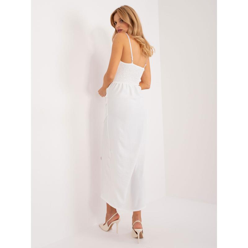 Dámské šaty koktejlové v midi délce se záhyby ecru