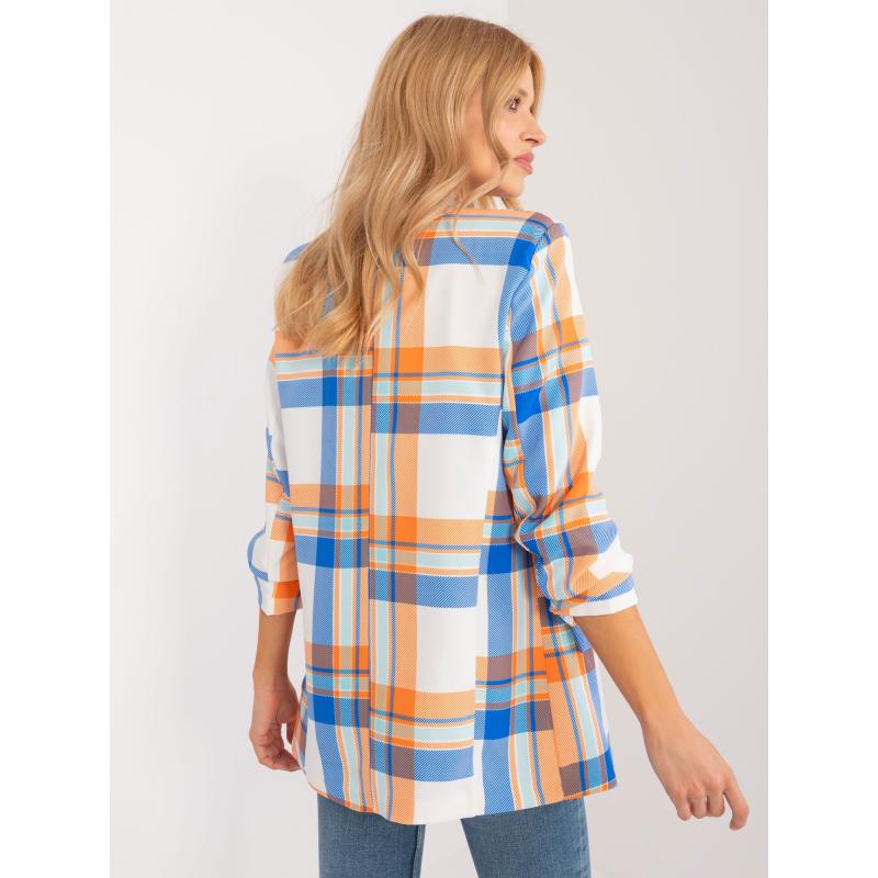 Dámský blejzr k árovaný v oranžové a ecru 