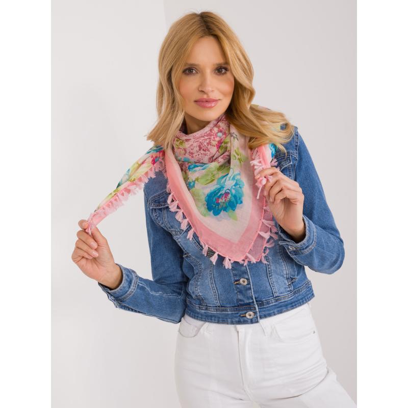 Női virágos sál világos rózsaszín