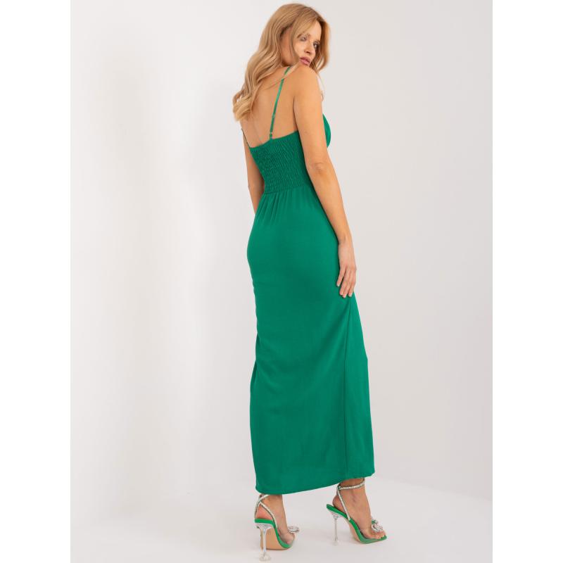 Dámské šaty s rozparkem koktejlové zelené