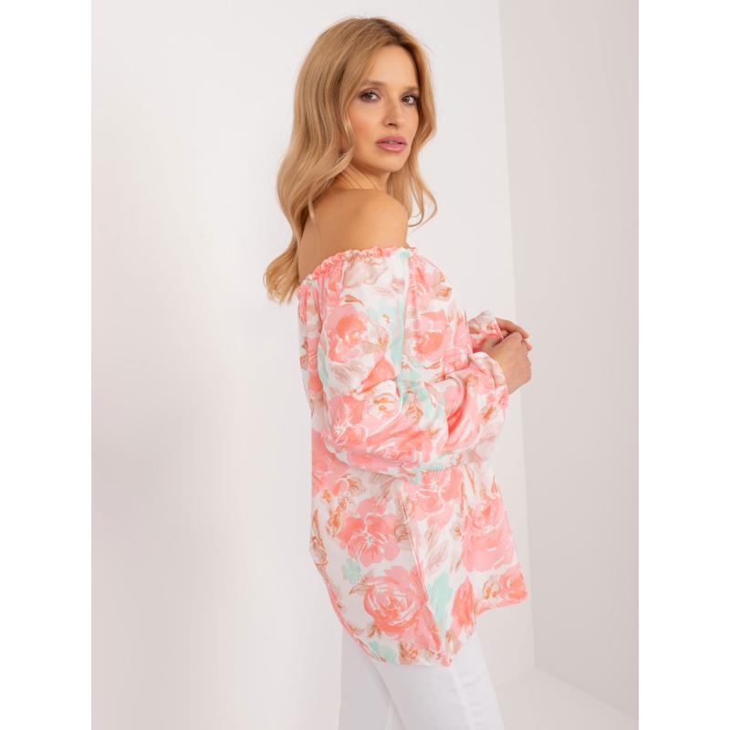 Női blúz redőkkel RUE PARIS barack barna