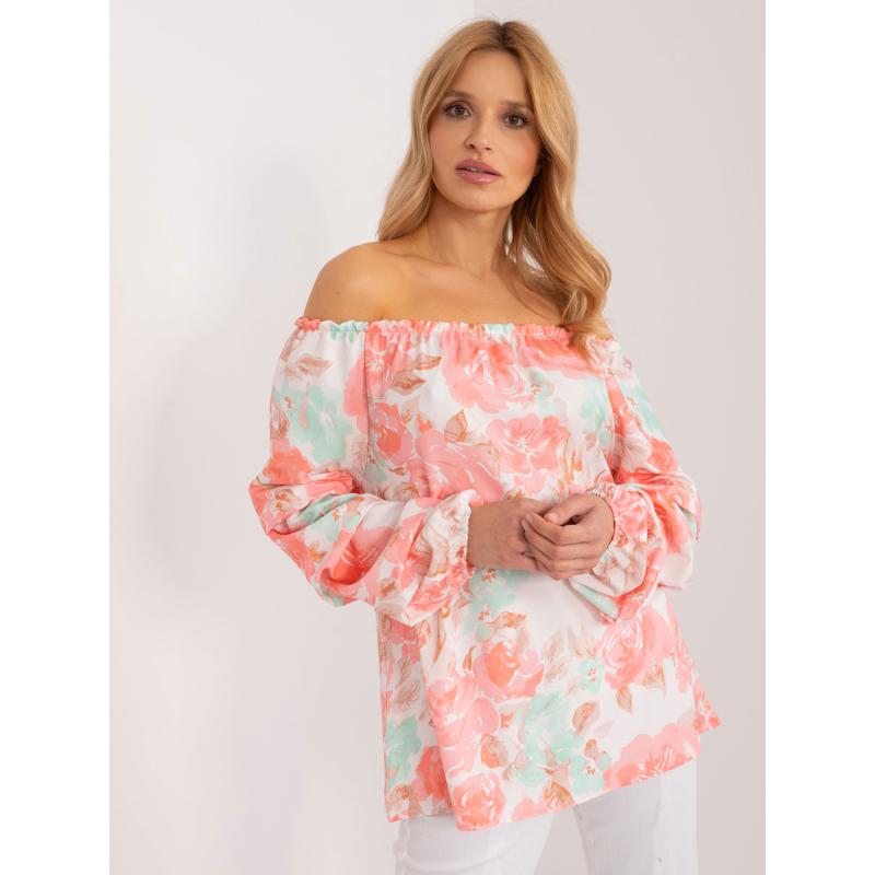 Női blúz redőkkel RUE PARIS barack barna