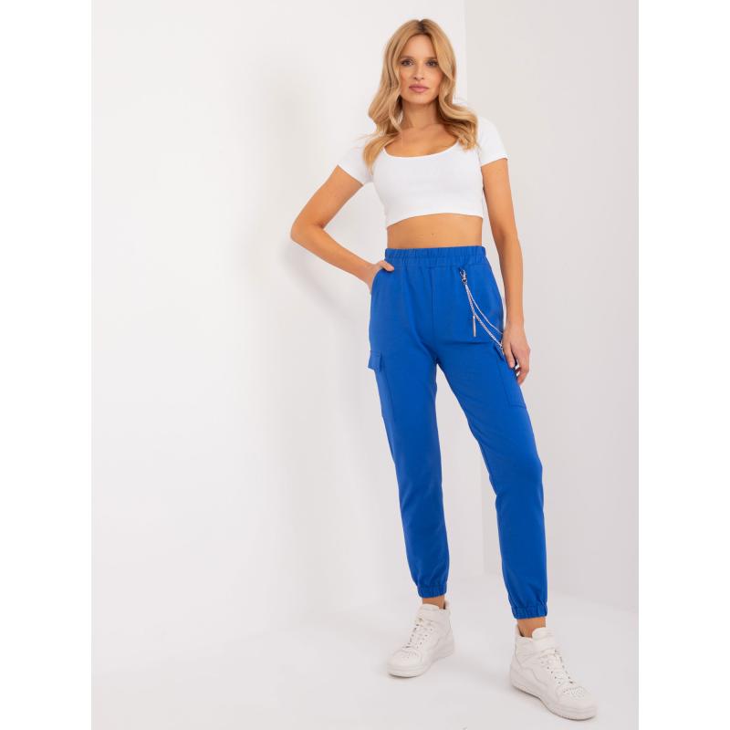 Női melegítőnadrág elasztikus derékkal kobalt színben