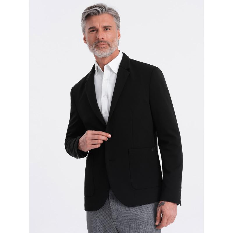 Pánská bunda/sako s kapsami s nášivkami V5 OM-BLZB-0127 černá 