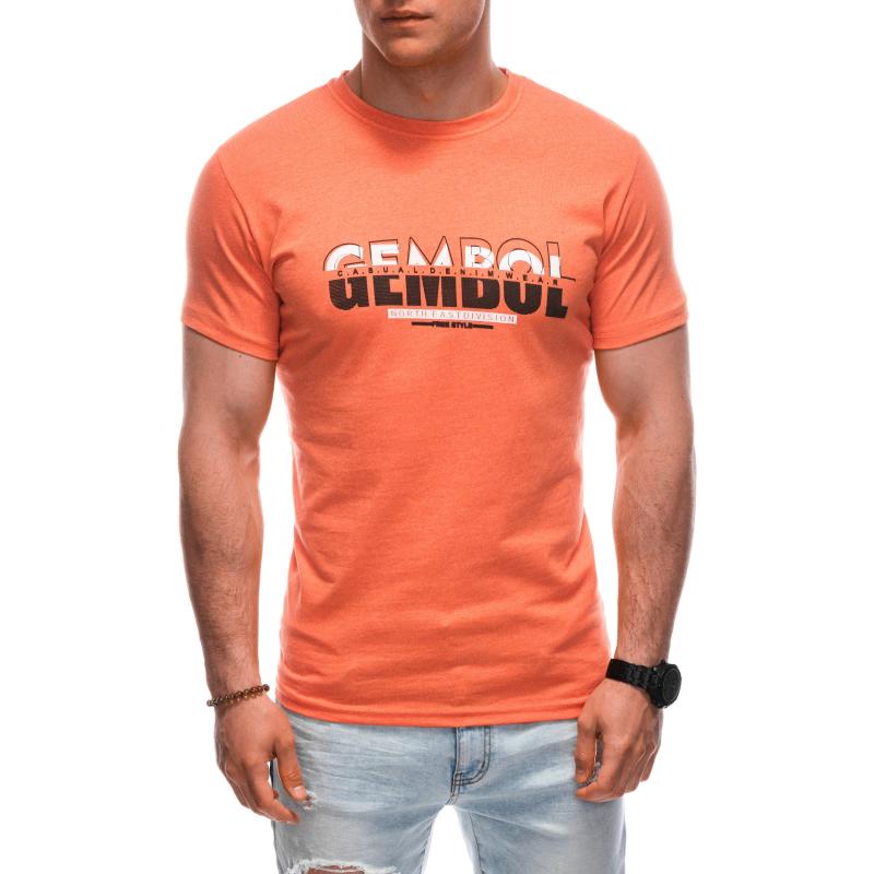 Férfi nyomtatott póló S1921 narancssárga