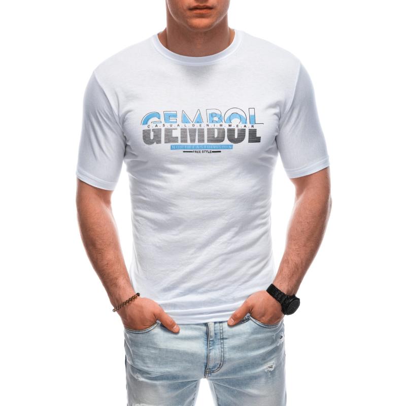Férfi nyomtatott póló S1921 fehér