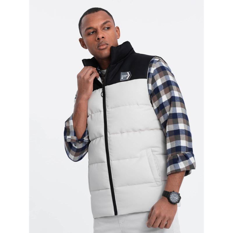 Pánská vesta bez rukávů bez rukávů V1 OM-JAVJ-0161 krémová 