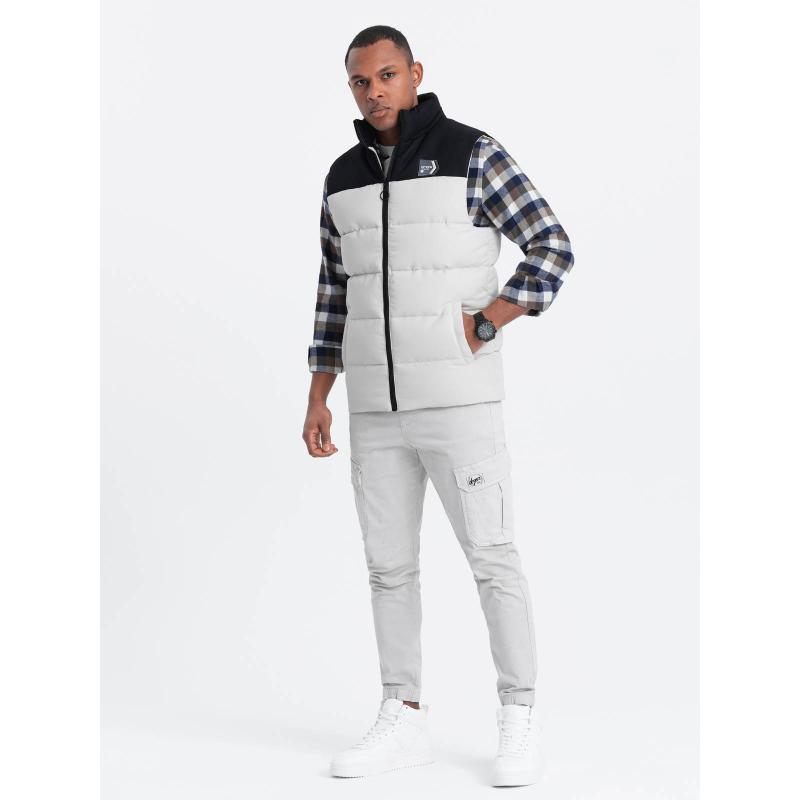 Pánská vesta bez rukávů bez rukávů V1 OM-JAVJ-0161 krémová 