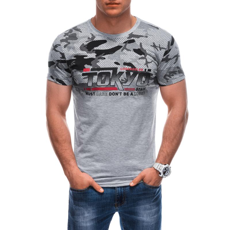 T-shirt męski z nadrukiem S1925 szary