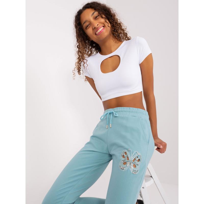 Dámské tepláky s kapsami pistáciové