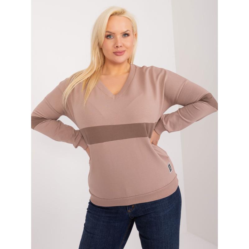 Női plus size V-nyakú blúz sötétbézs sötétbézs