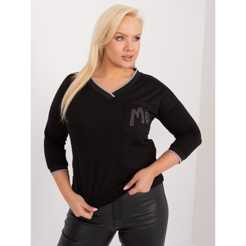 Dámská halenka plus size s kapsičkou černá