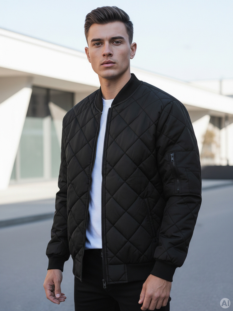 Pánská STYLE bunda prošívaná bomber jacket černá