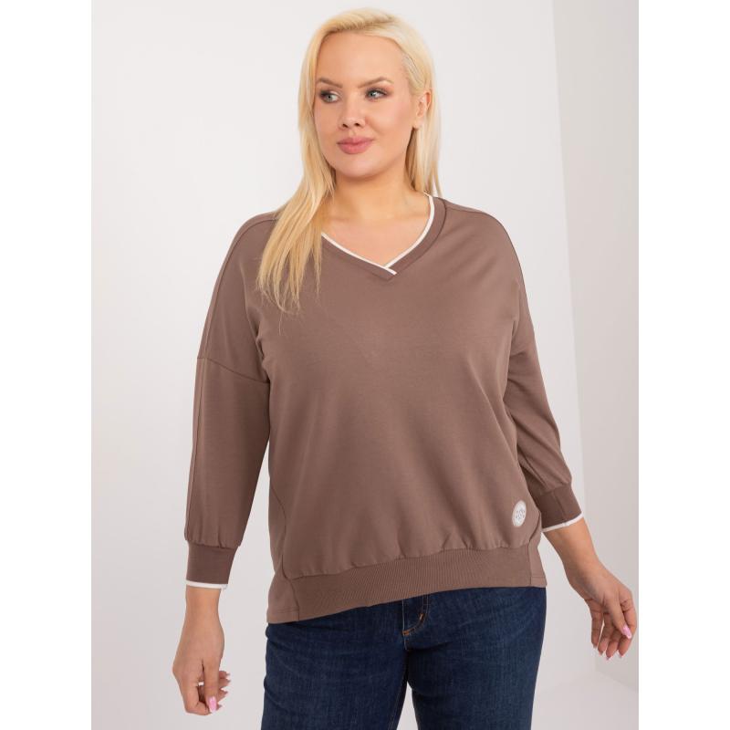 Női plus size blúz mandzsettával barna