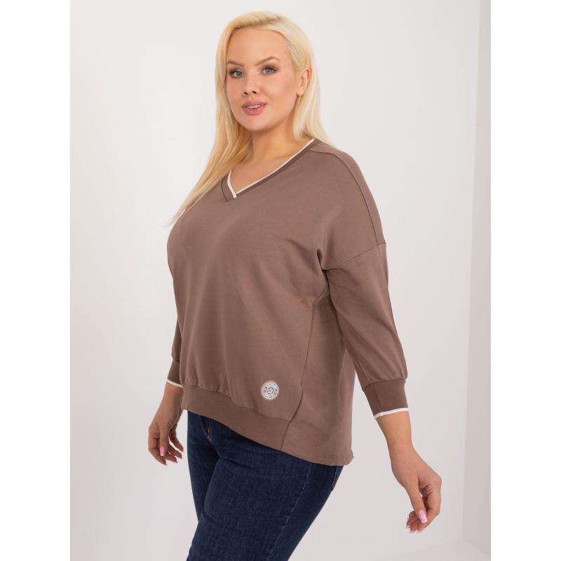 Női plus size blúz mandzsettával barna