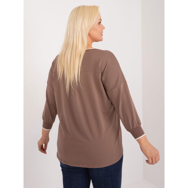 Női plus size blúz mandzsettával barna