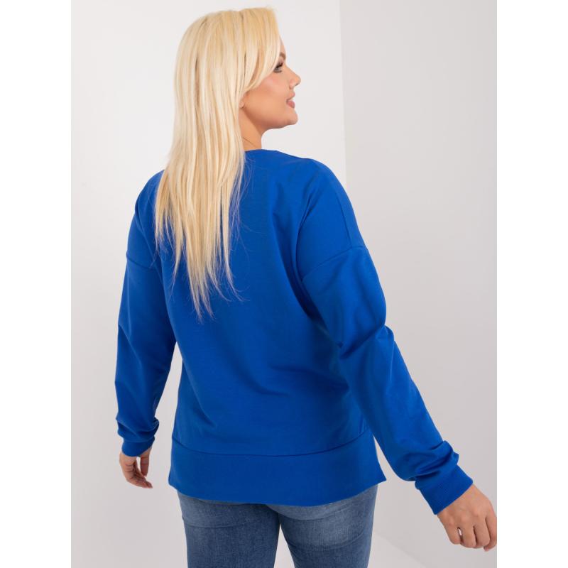 Női plus size blúz felirattal kobalt színben