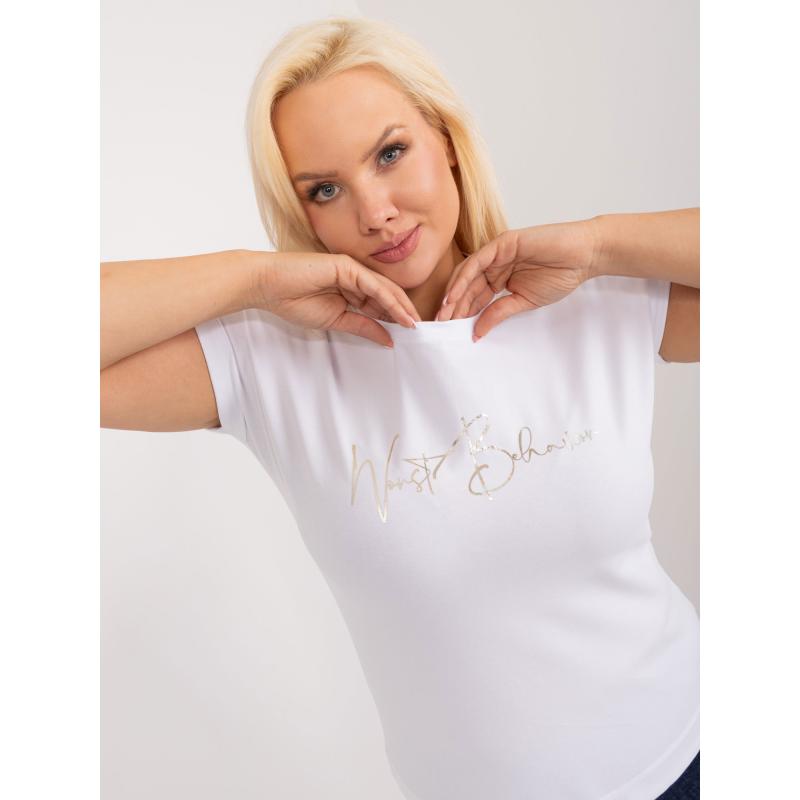 Dámská halenka plus size s kulatým výstřihem bílá