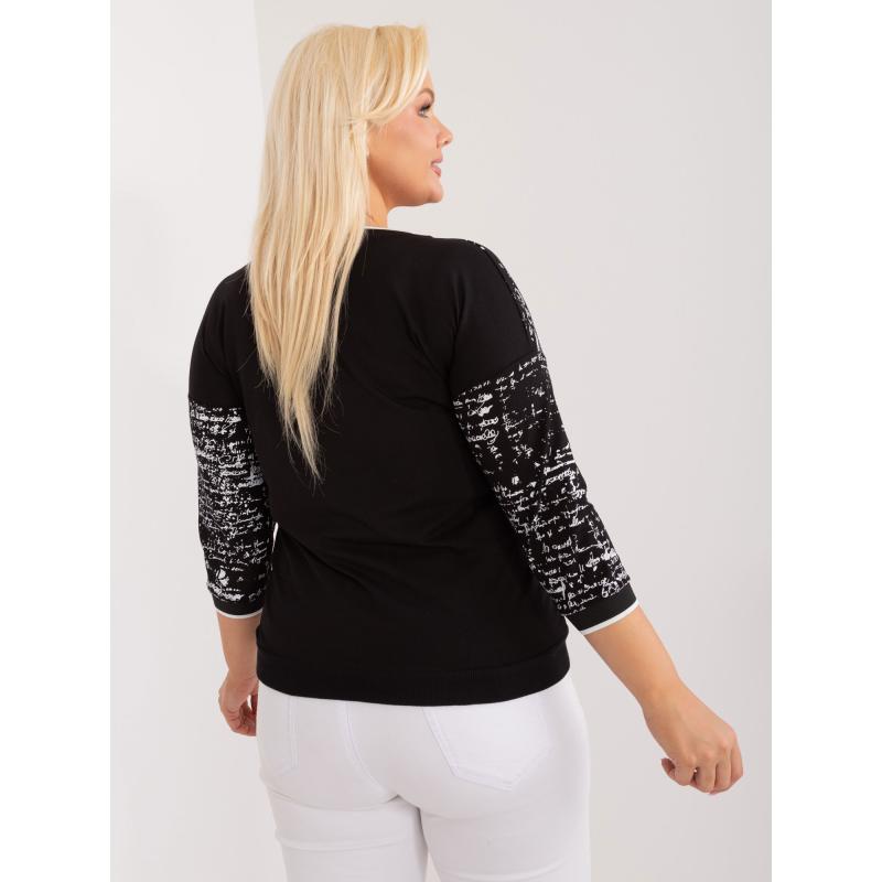 Dámská halenka plus size s 3/4 rukávem černá