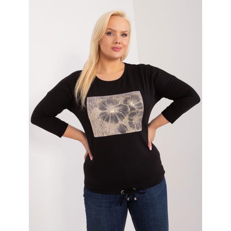 Dámská halenka plus size s 3/4 rukávem černá