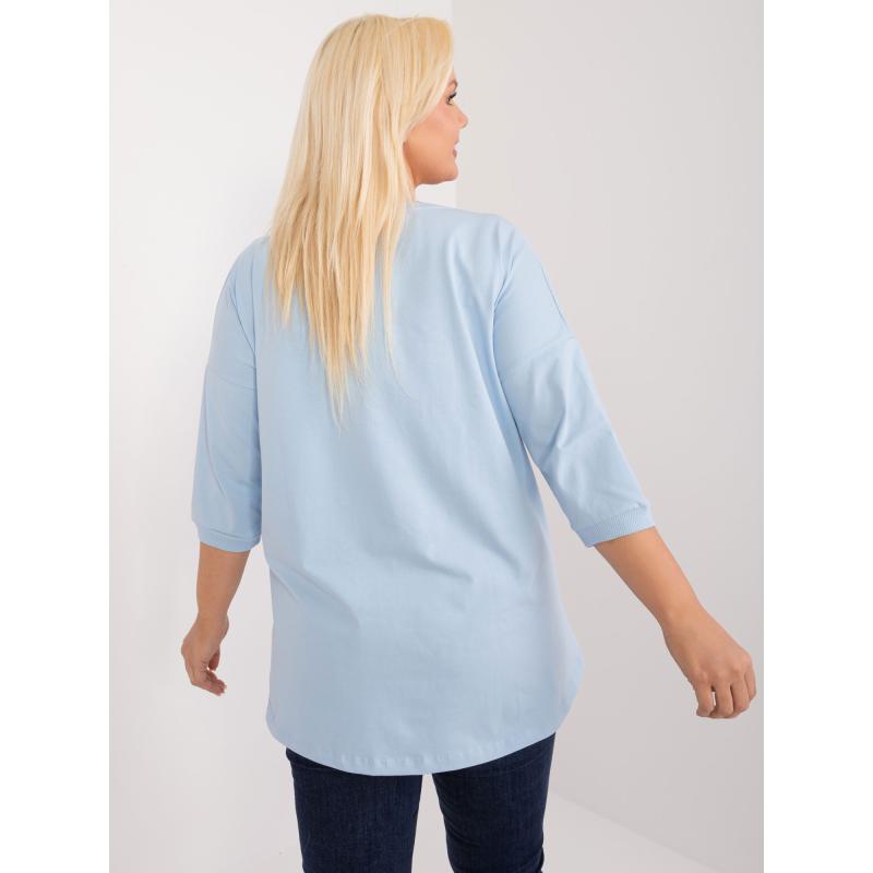 Dámská halenka plus size s rozparky světle modrá