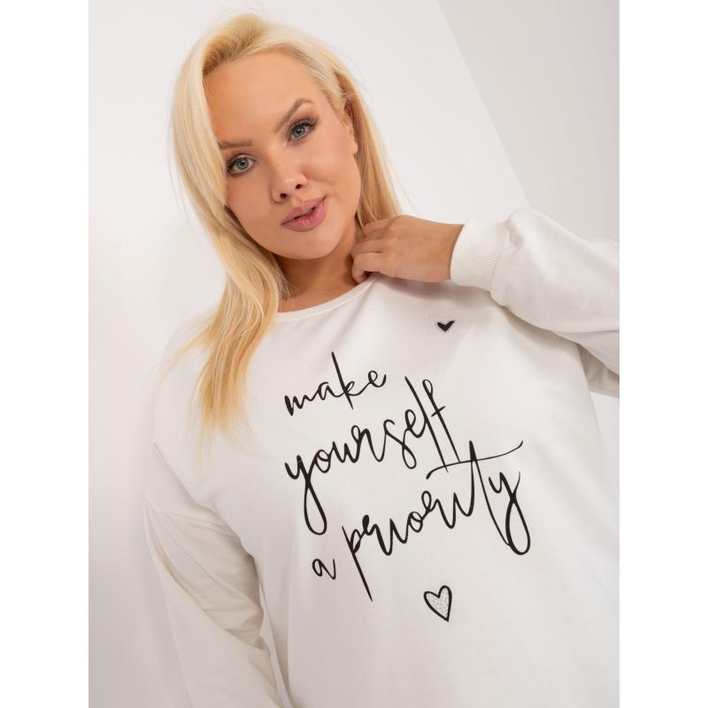 Dámská halenka plus size s dlouhým rukávem ecru